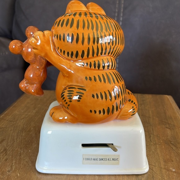🌎 Enesco Garfield and Pooky ceramic Music Box Figure 1981 Cartoon figurine - Picture 4 of 10